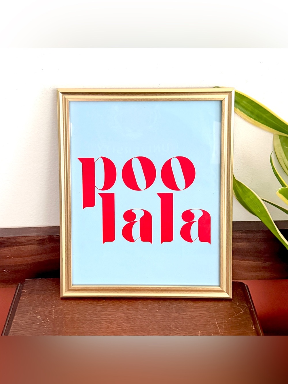 Poo La La Silly Bathroom Retro Style Art Gold Framed Wall Hanging Quirky Art